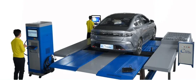 Display, control, and measurement architecture for a new-energy vehicle inspection line
